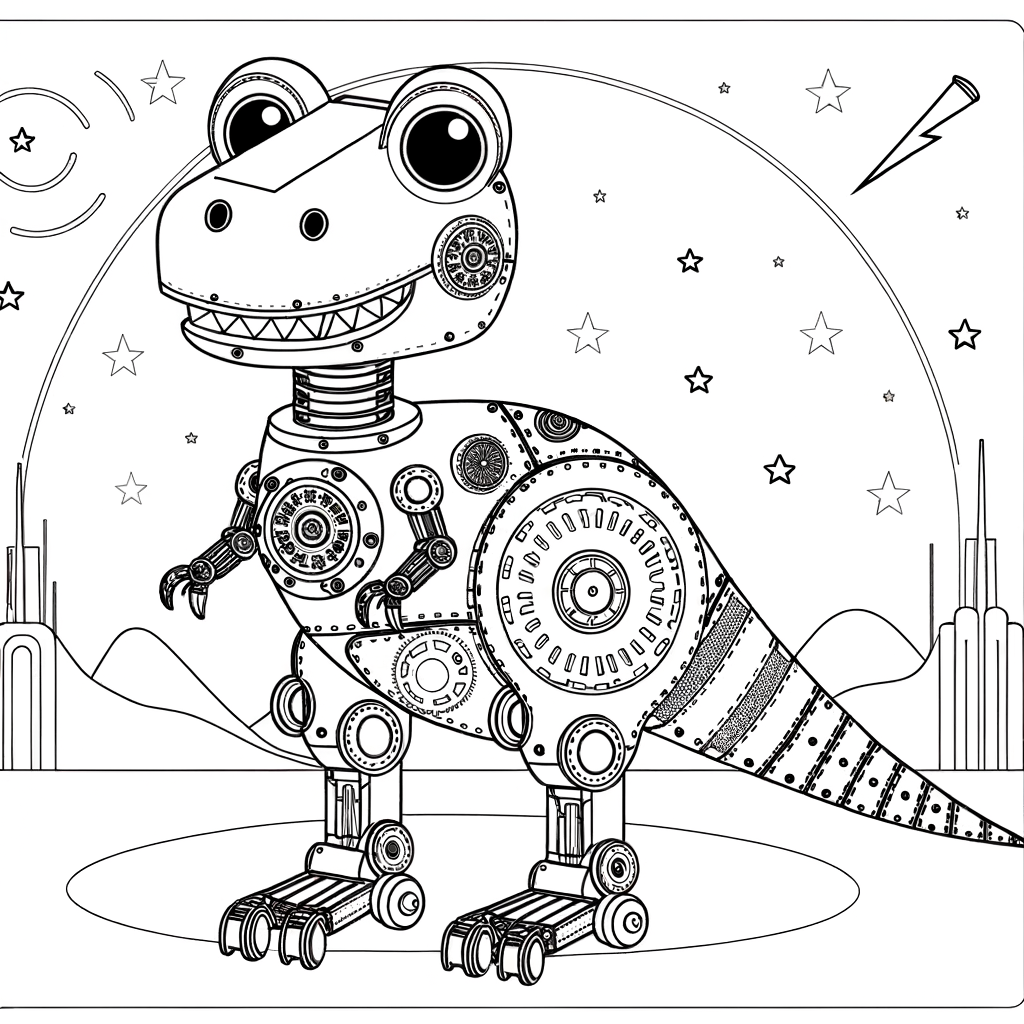 Coloriage Coloriage Dino Robot Futuriste gratuit à imprimer