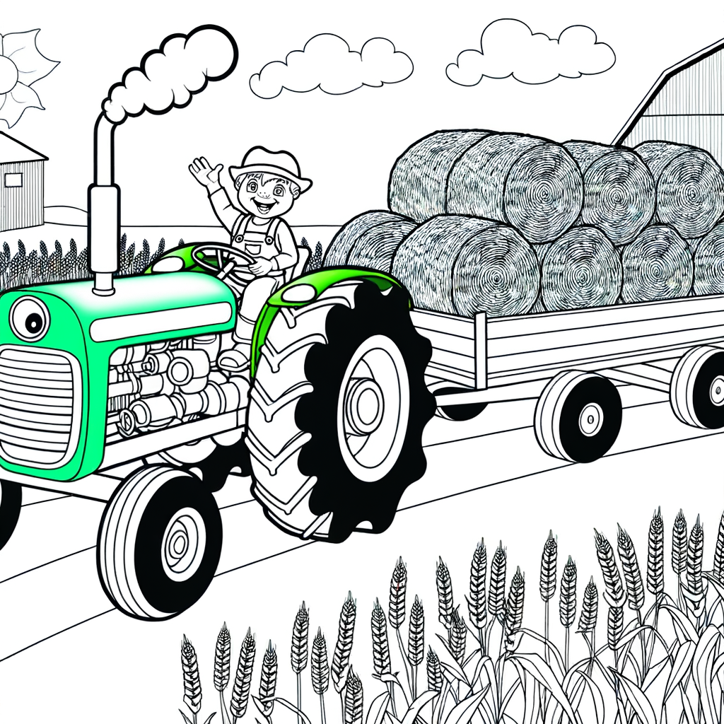Coloriage Coloriage Tracteur à Remorque gratuit à imprimer
