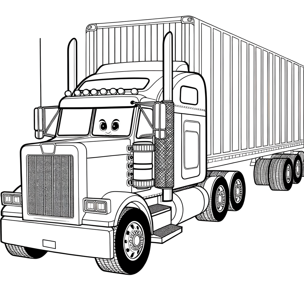 Coloriage Coloriage Camion Remorque gratuit à imprimer