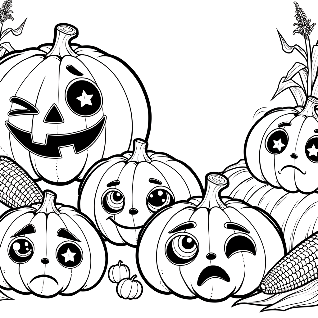Coloriage Citrouilles de Toutes Formes gratuit à imprimer
