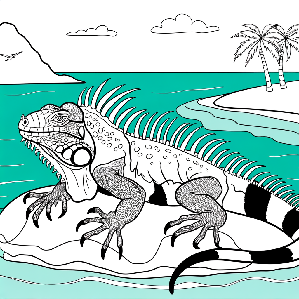 Coloriage Iguana et Lézard Soleil gratuit à imprimer