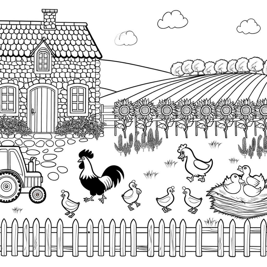 Coloriage Vacances à la Campagne gratuit à imprimer