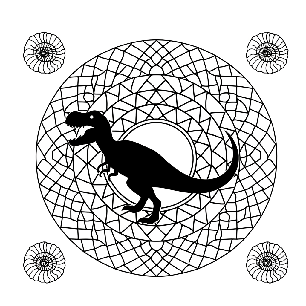 Coloriage Mandala Dinosaure gratuit à imprimer