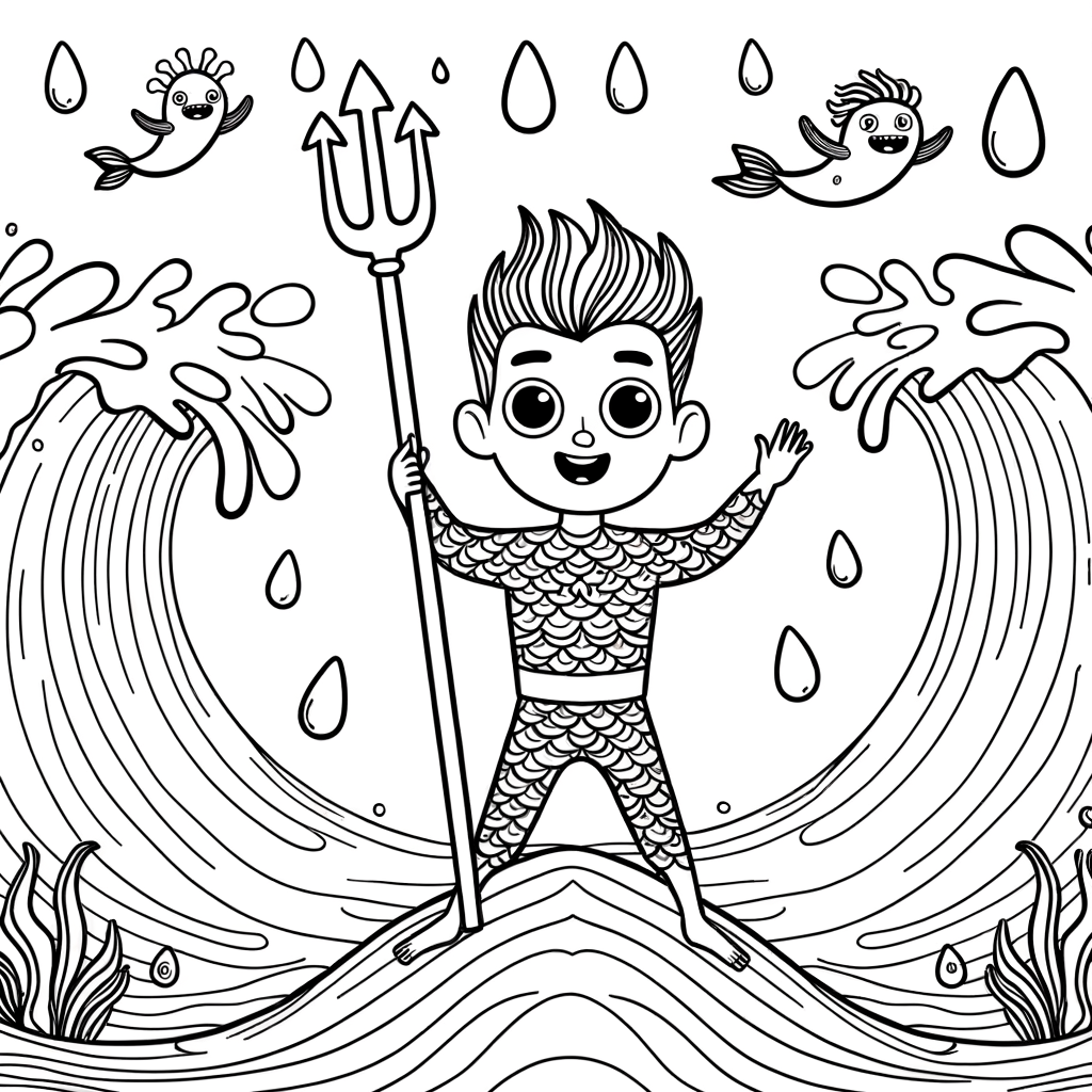 Coloriage Coloriage Super-Héros Aquatique gratuit à imprimer