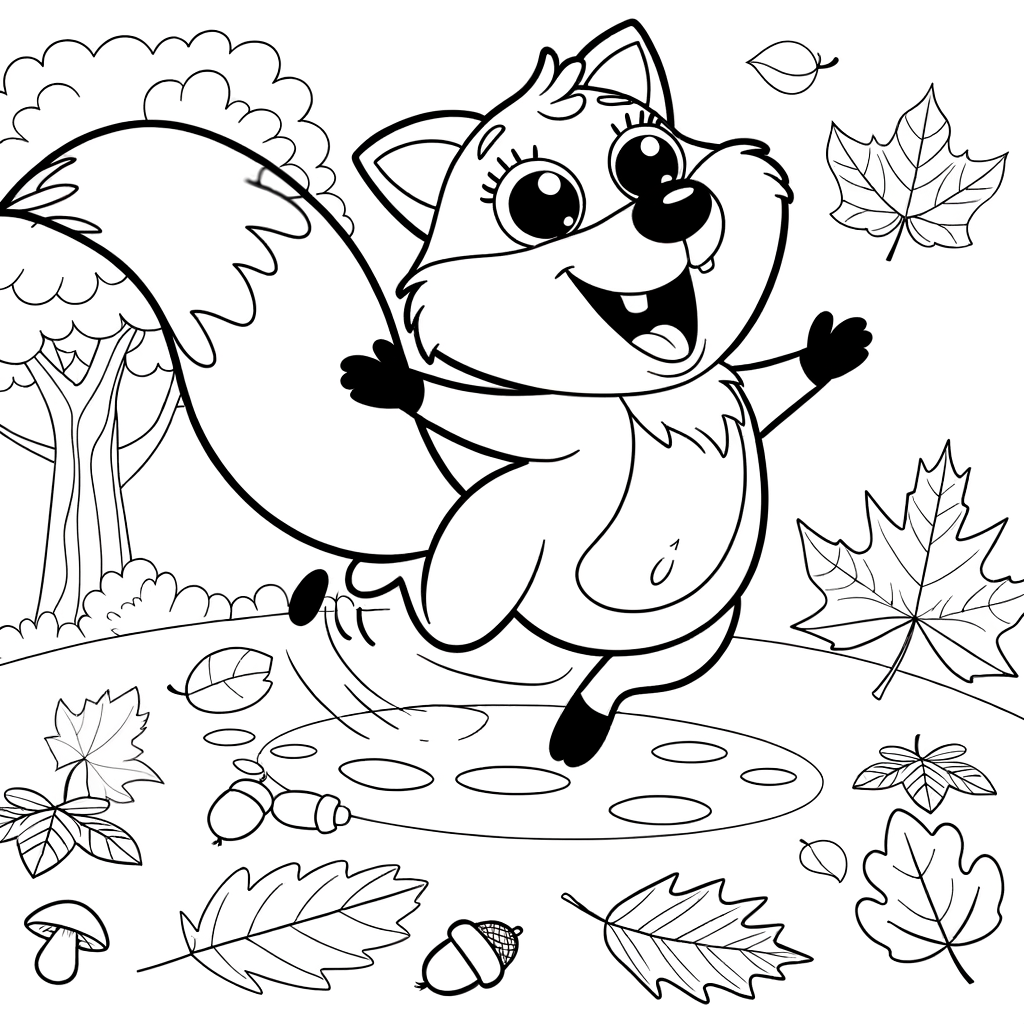 Coloriage Coloriage Renard Roux et Automne gratuit à imprimer