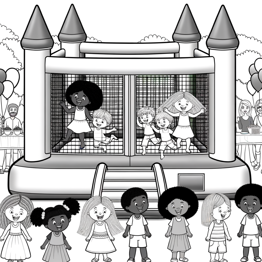 Coloriage Château Gonflable gratuit à imprimer