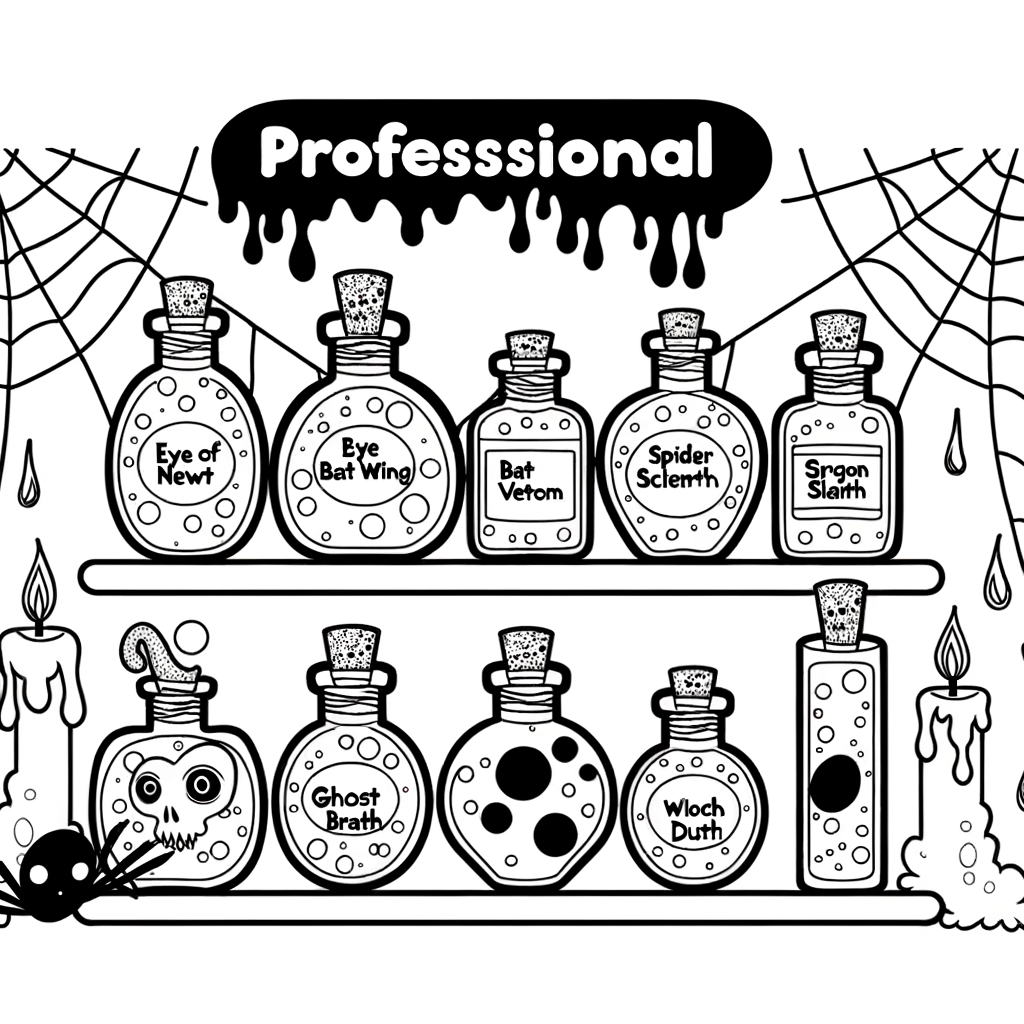 Coloriage Potion de Sorcière avec Ingrédients gratuit à imprimer