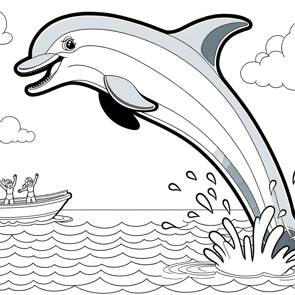 Coloriage Dauphin Sauteur gratuit à imprimer