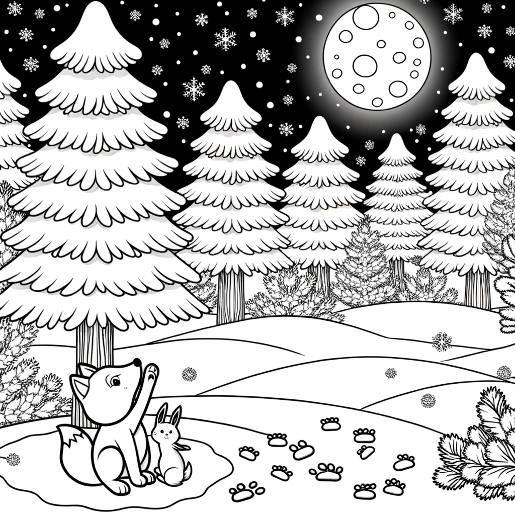 Coloriage Sapins de Noël en Forêt gratuit à imprimer