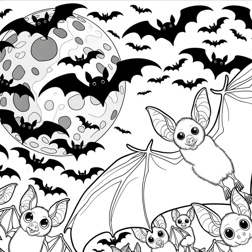 Coloriage Chauves-Souris en Essaim gratuit à imprimer