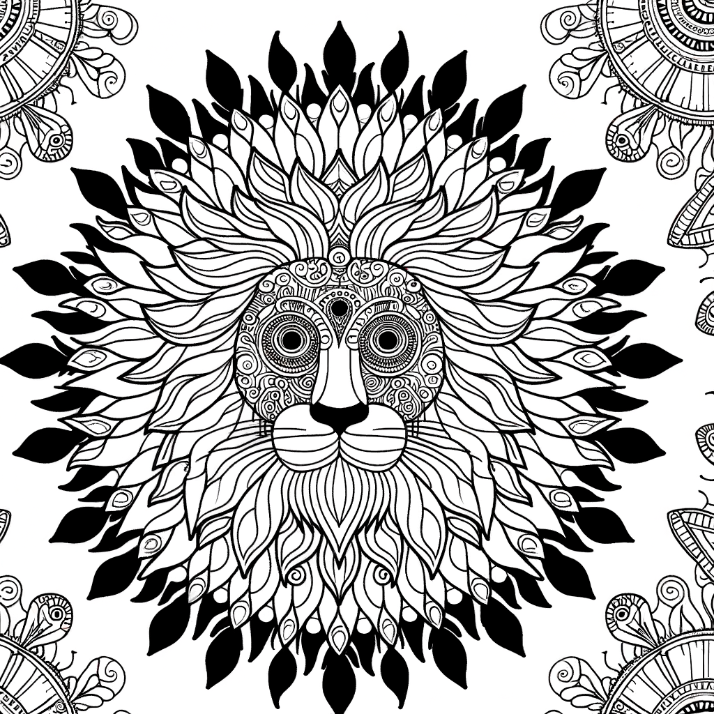 Coloriage Portrait Lion Majestueux Orné gratuit à imprimer