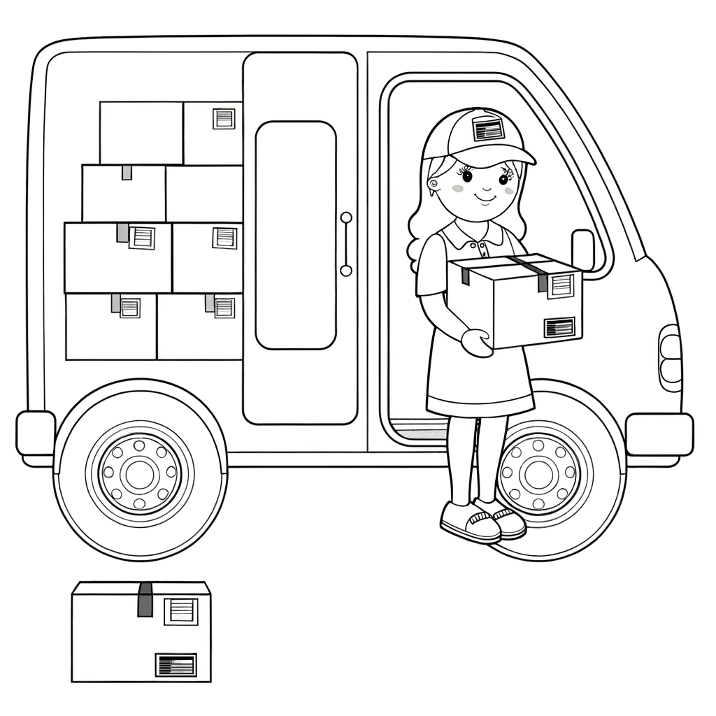 Coloriage Coloriage Camion de Livraison gratuit à imprimer