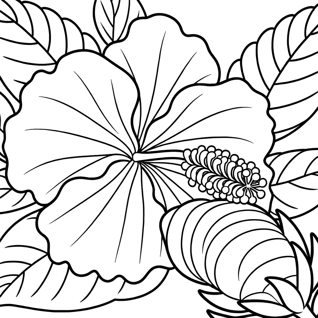 Coloriage Fleur de Vacances Hibiscus gratuit à imprimer