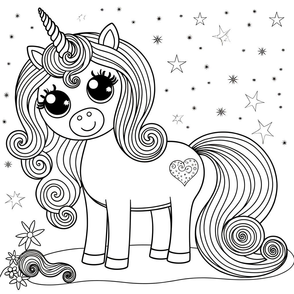 Coloriage Coloriage Licorne Magique gratuit à imprimer
