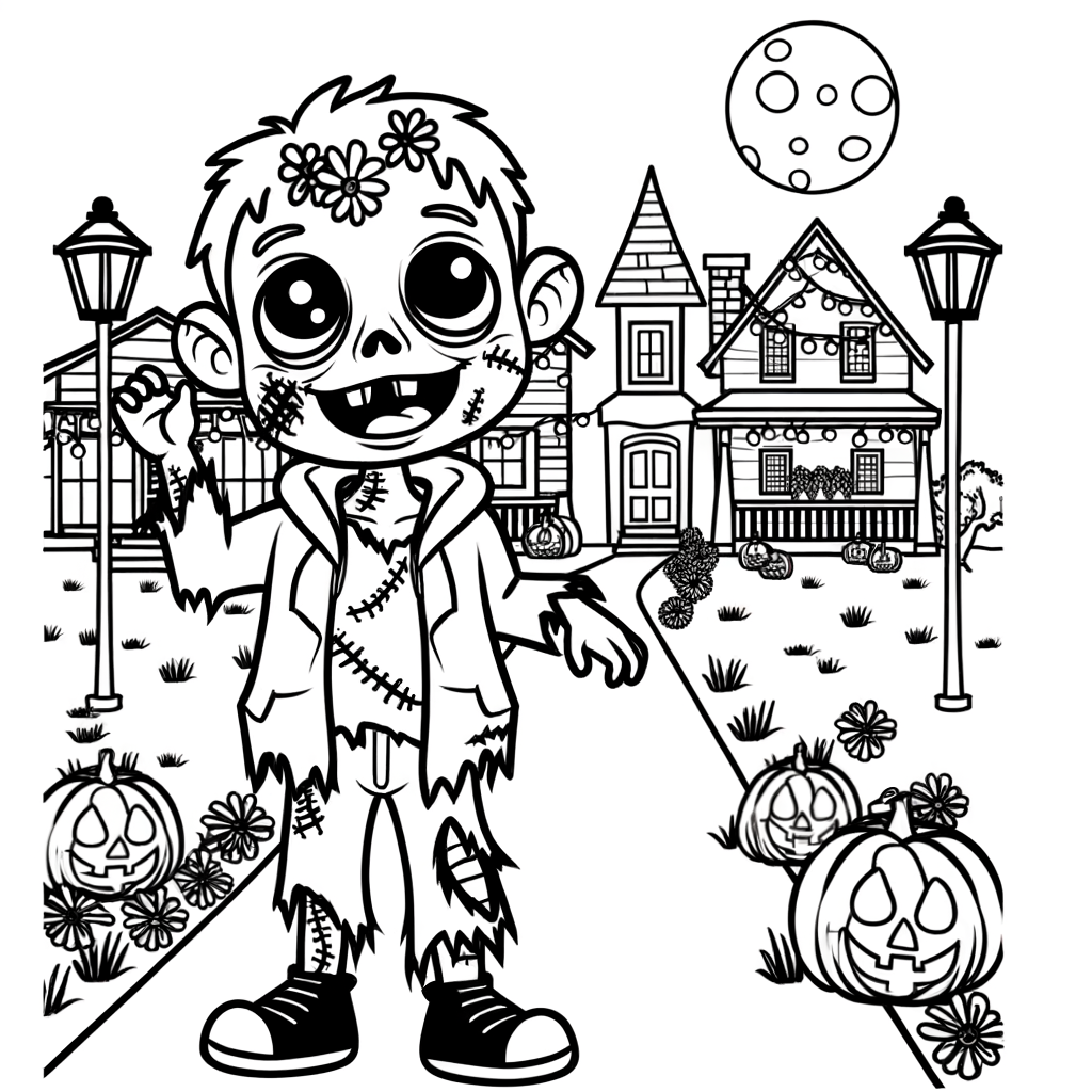Coloriage Zombie Gentil du Quartier gratuit à imprimer