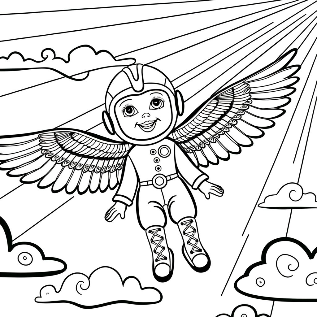 Coloriage Coloriage Héros aux Ailes gratuit à imprimer