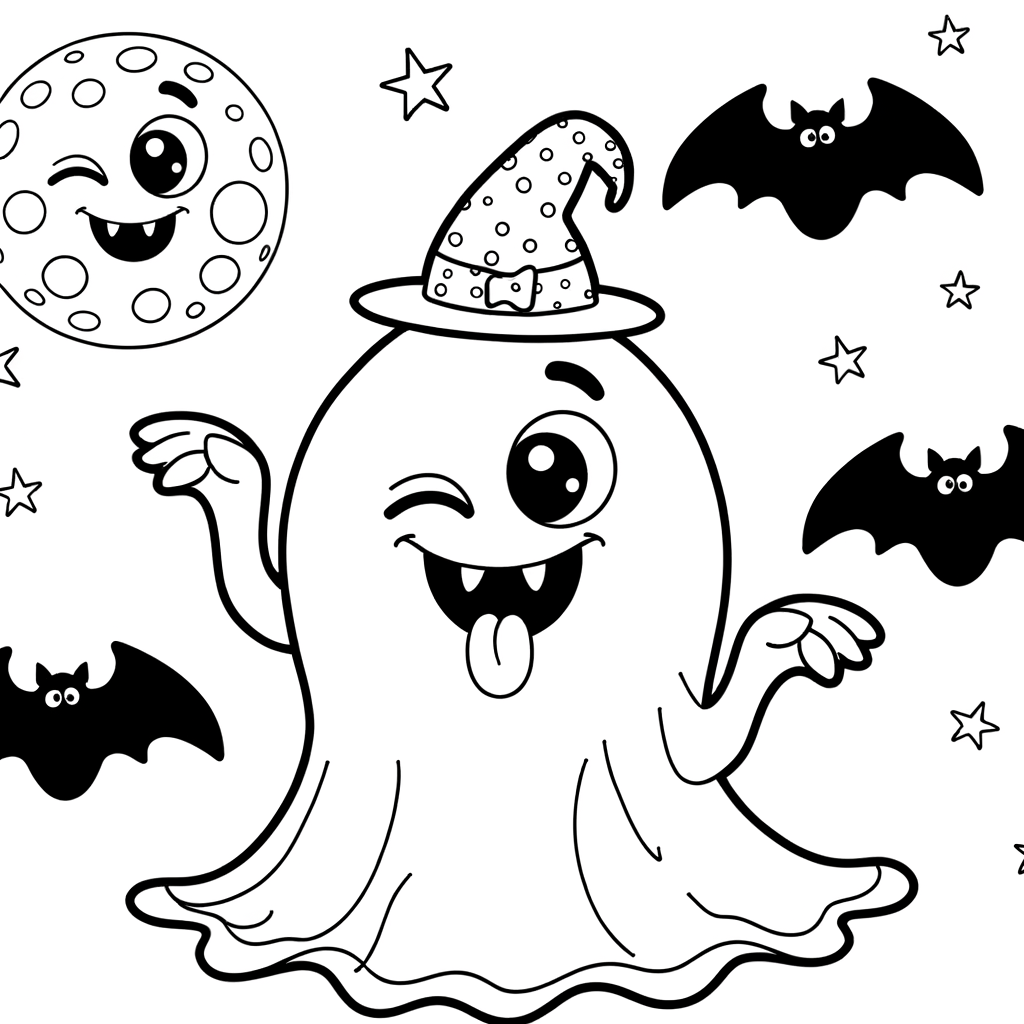 Coloriage Fantôme Rigolo gratuit à imprimer