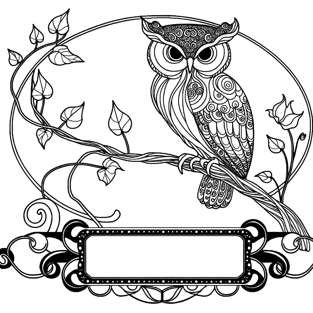Coloriage Coloriage Chouette Art Nouveau gratuit à imprimer
