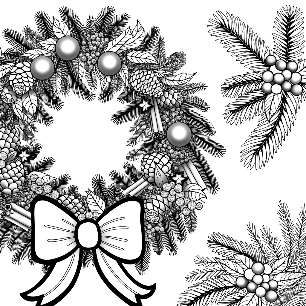 Coloriage Couronne de Noël Détaillée gratuit à imprimer