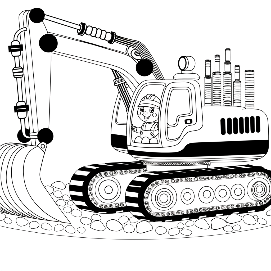 Coloriage Coloriage Excavatrice gratuit à imprimer