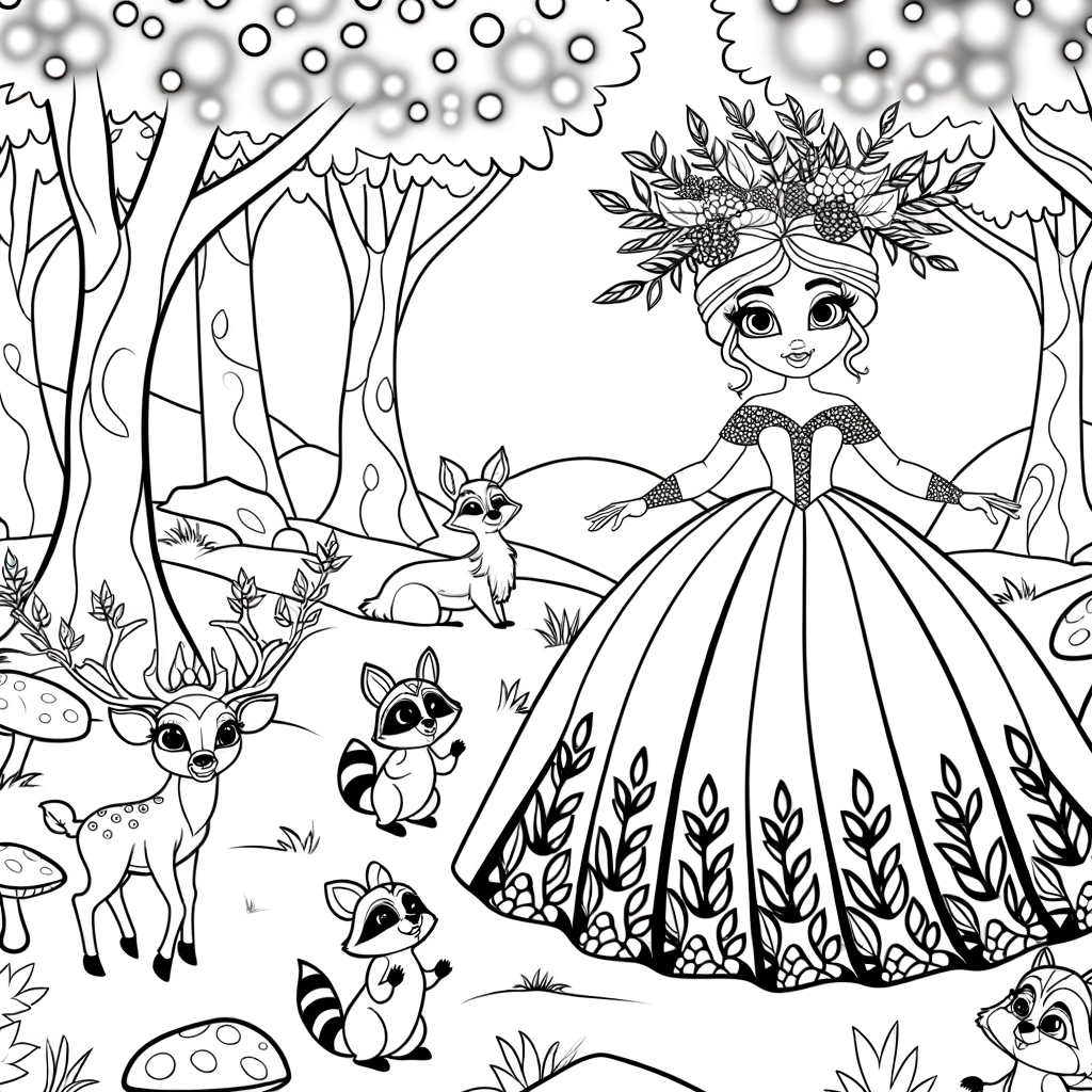 Coloriage Coloriage Princesse de la Forêt gratuit à imprimer