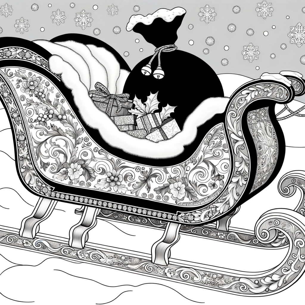 Coloriage Traineau de Santa Vu de Près gratuit à imprimer