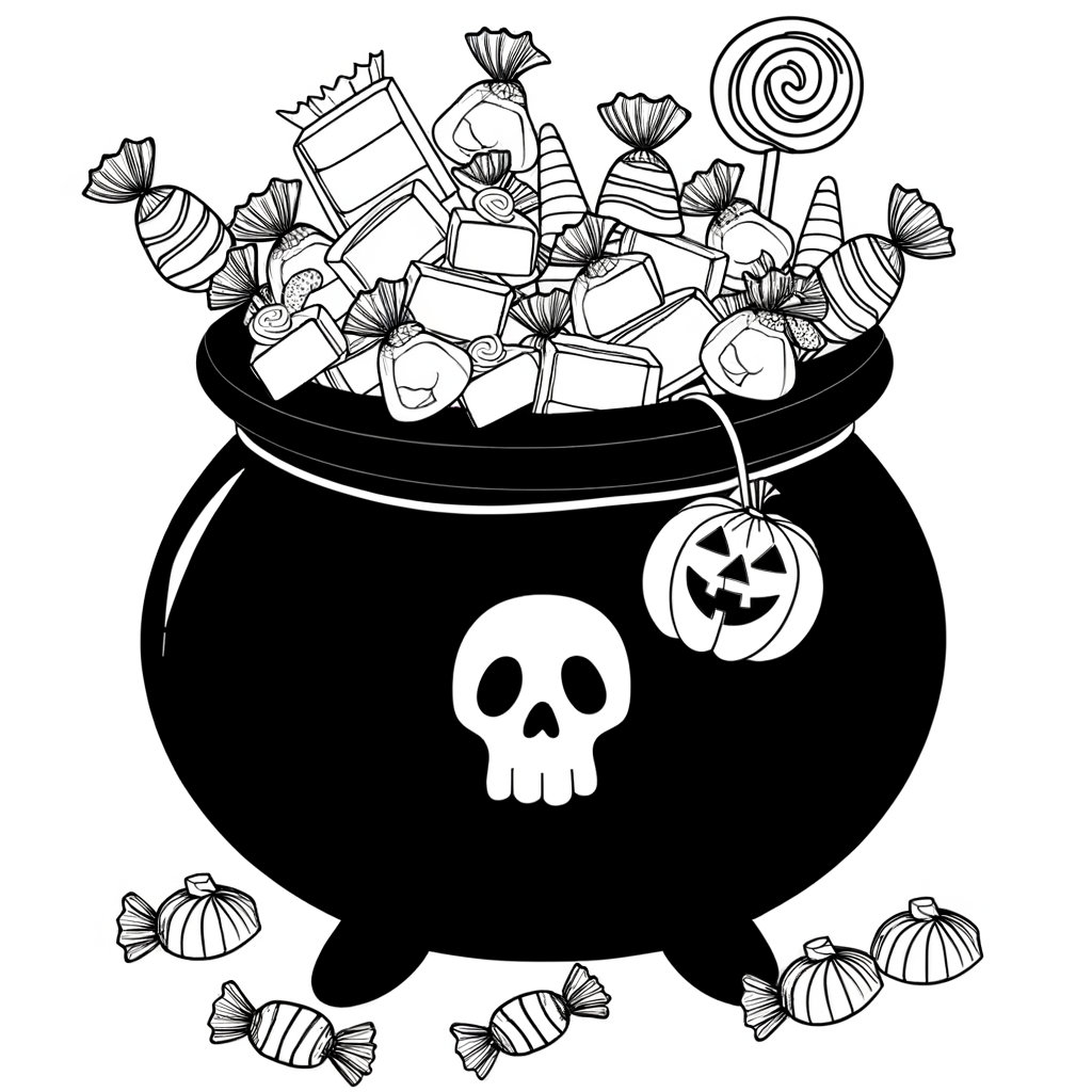 Coloriage Bonbons d'Halloween gratuit à imprimer