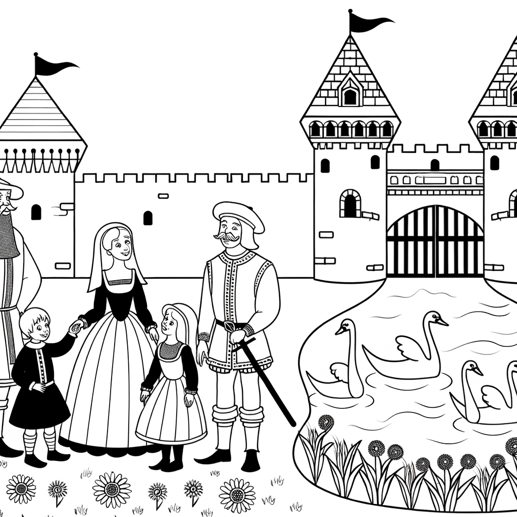 Coloriage Château Médiéval à Visiter gratuit à imprimer