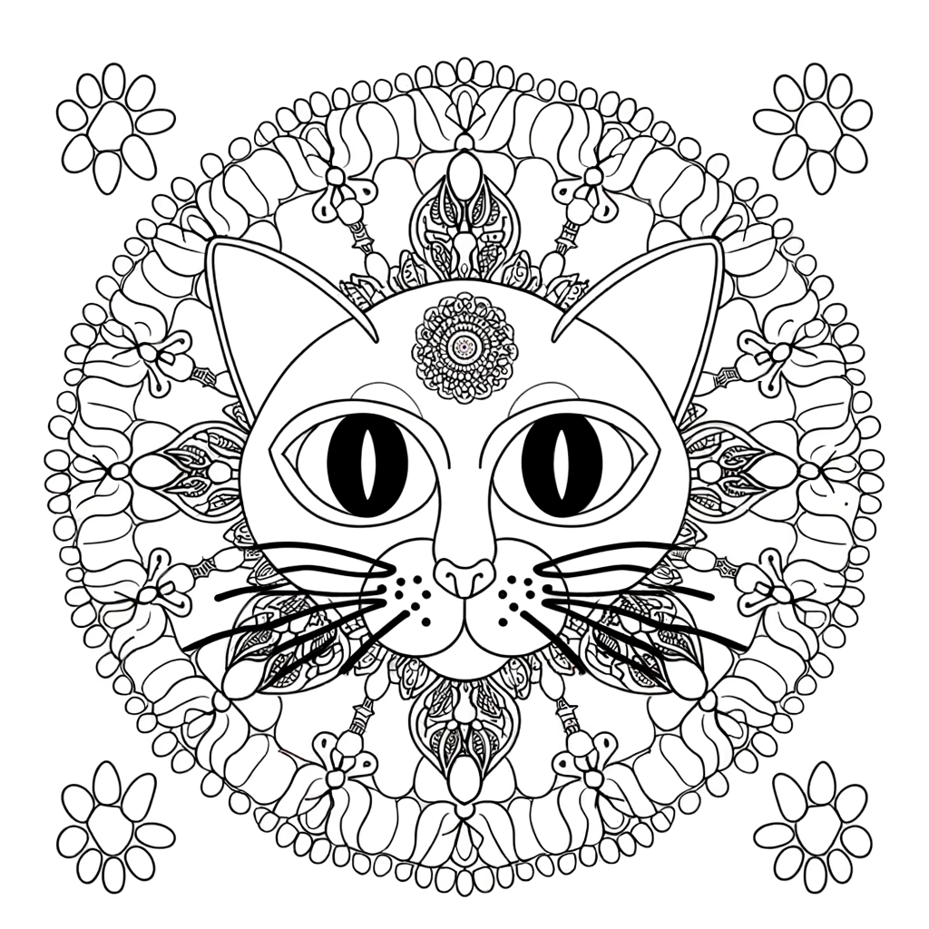 Coloriage Mandala Animal Chat gratuit à imprimer