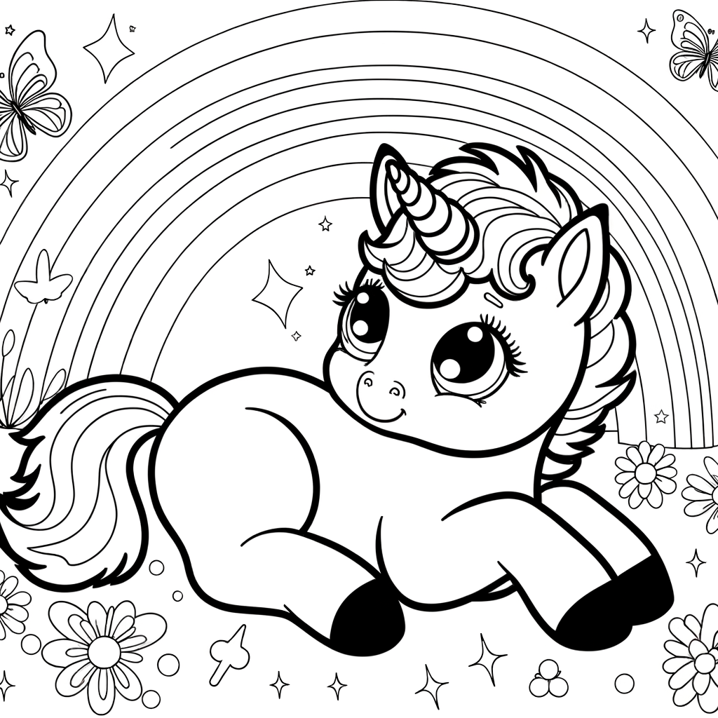 Coloriage Coloriage Licorne Bébé gratuit à imprimer
