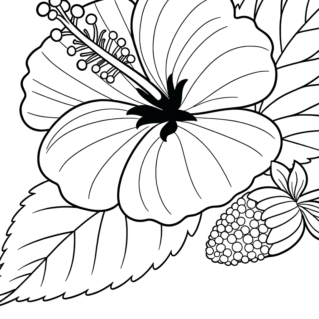 Coloriage Coloriage Hibiscus gratuit à imprimer