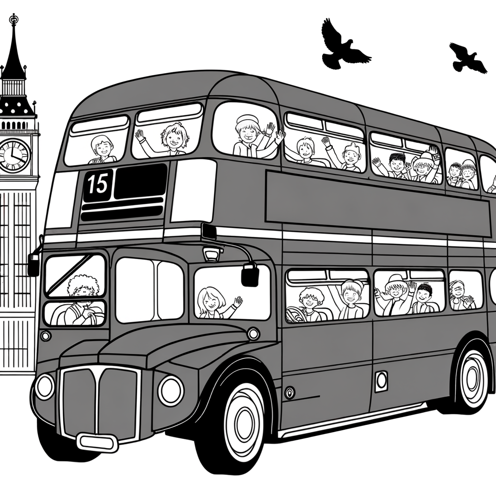 Coloriage Coloriage Bus à Impériale gratuit à imprimer
