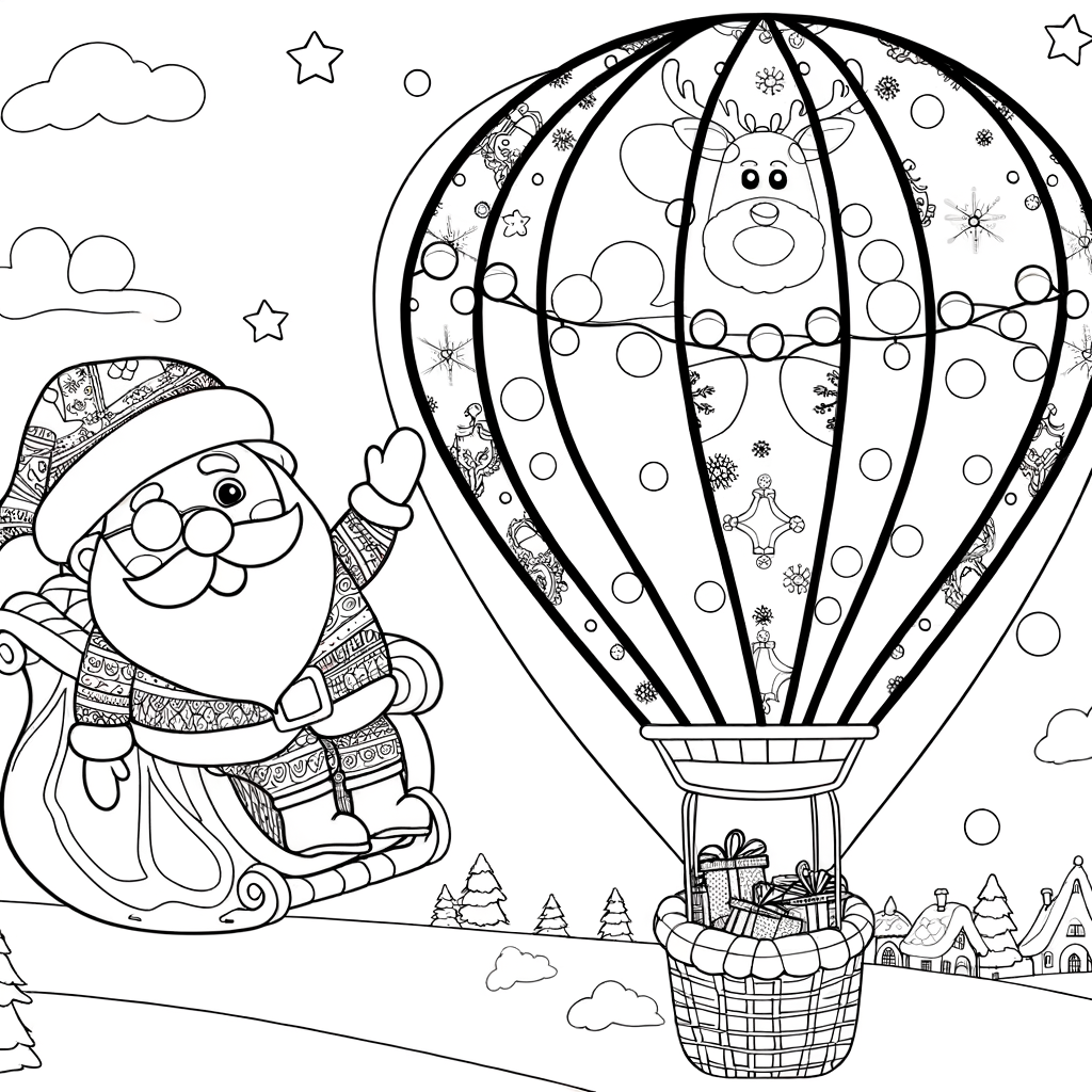 Coloriage Père Noël Explorateur gratuit à imprimer