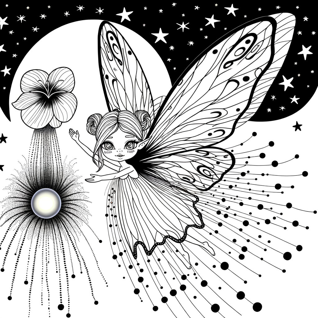 Coloriage Coloriage Fée Lumineuse Nocturne gratuit à imprimer