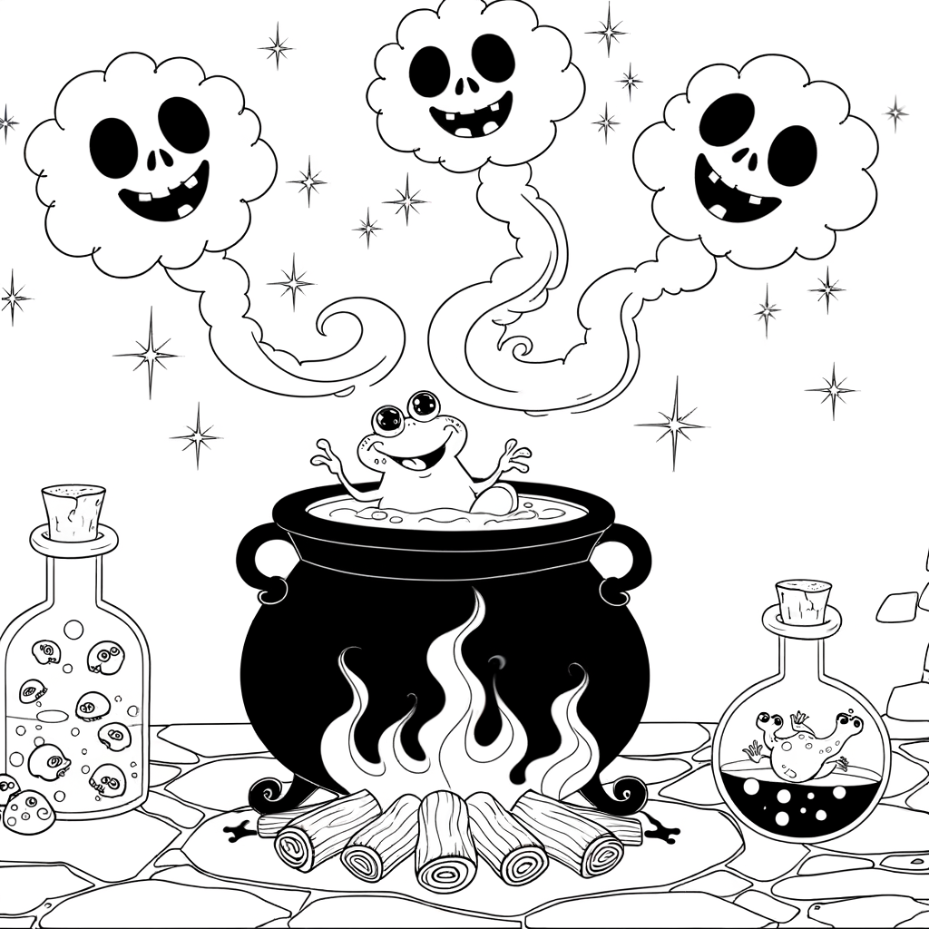 Coloriage Chaudron Magique Effervescent gratuit à imprimer
