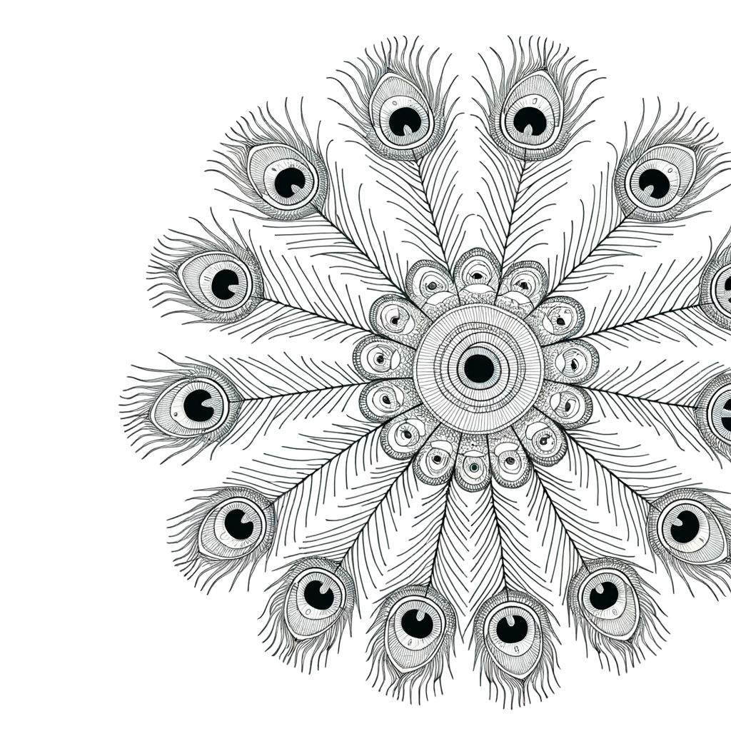 Coloriage Mandala Plumes de Paon gratuit à imprimer