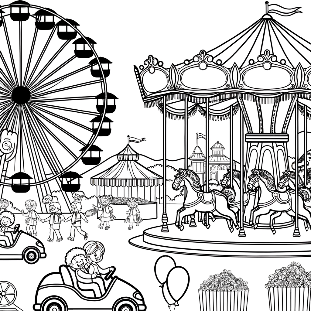 Coloriage Parc d'Attractions gratuit à imprimer