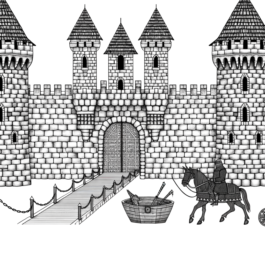 Coloriage Coloriage Château Médiéval Détaillé gratuit à imprimer