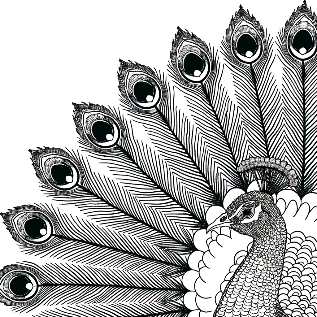 Coloriage Coloriage Paon Déployé gratuit à imprimer