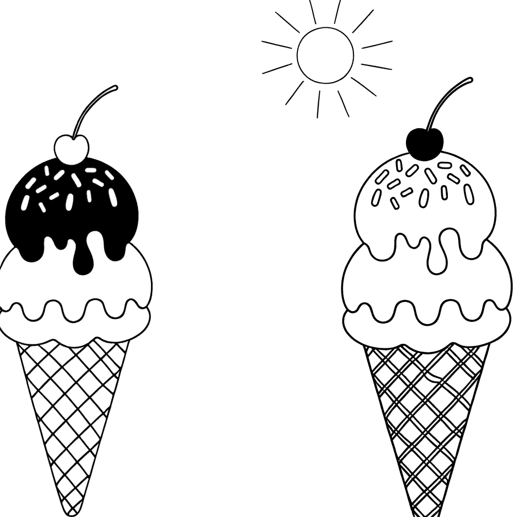 Coloriage Glace et Cornet de Crème gratuit à imprimer