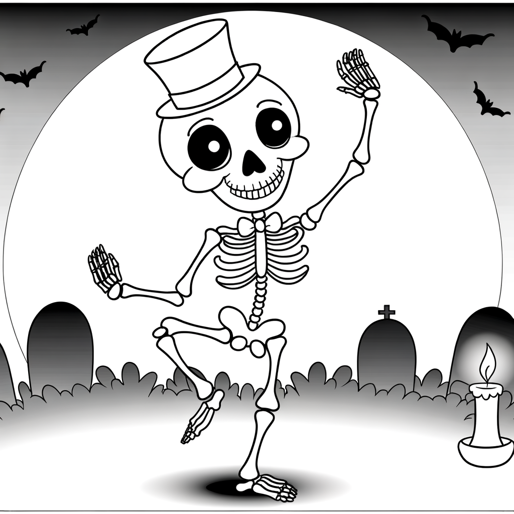 Coloriage Squelette Dansant gratuit à imprimer