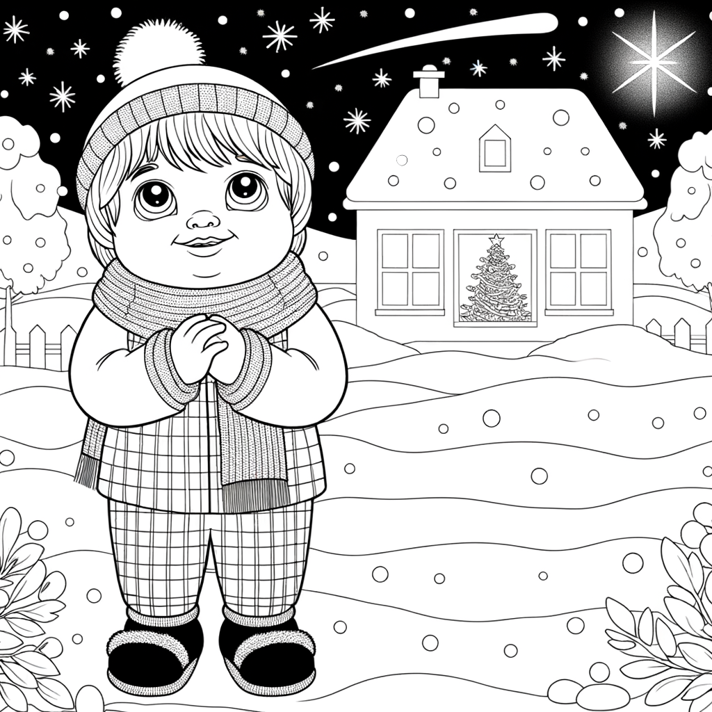 Coloriage Étoile Filante de Noël gratuit à imprimer
