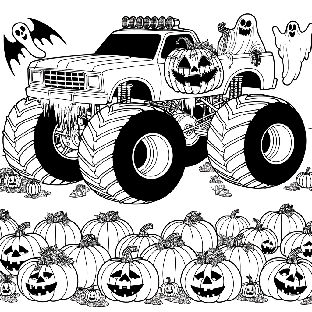 Coloriage Monster Truck Halloween gratuit à imprimer