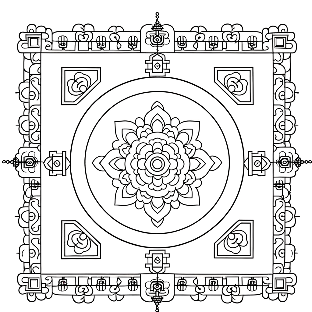 Coloriage Mandala Tibétain gratuit à imprimer