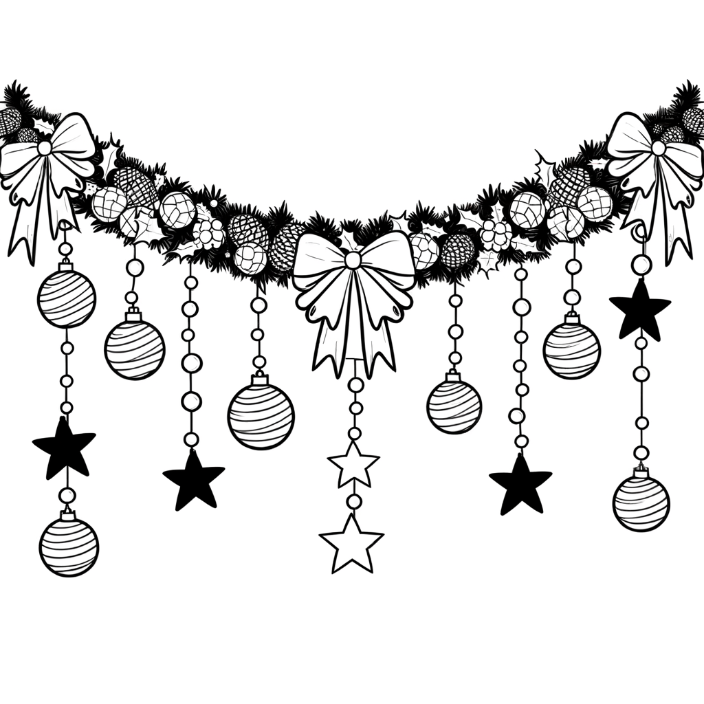 Coloriage Guirlande de Noël Étoiles gratuit à imprimer