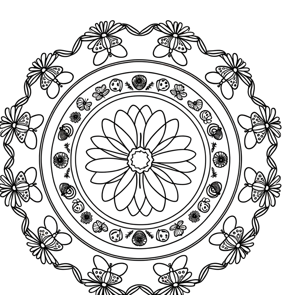 Coloriage Mandala Printemps Fleuri gratuit à imprimer