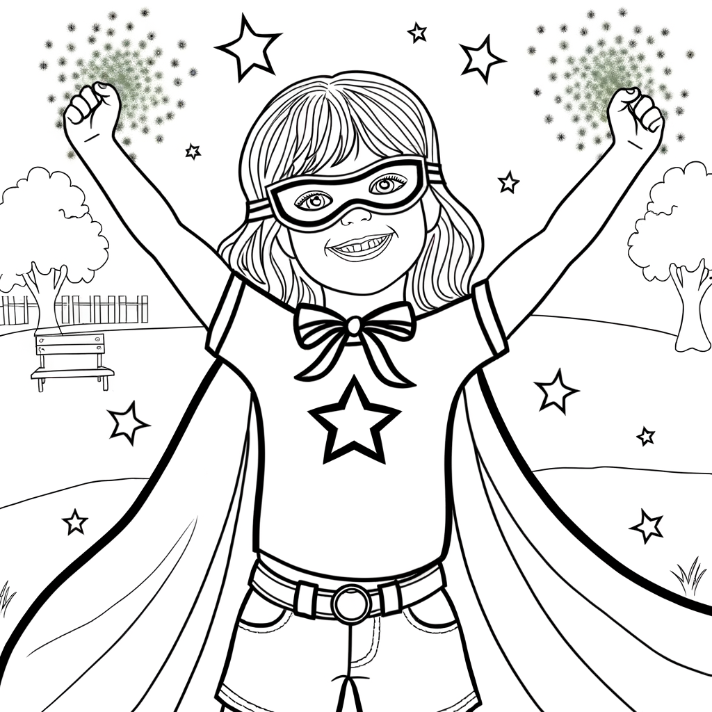 Coloriage Coloriage Petite Super-Héroïne gratuit à imprimer