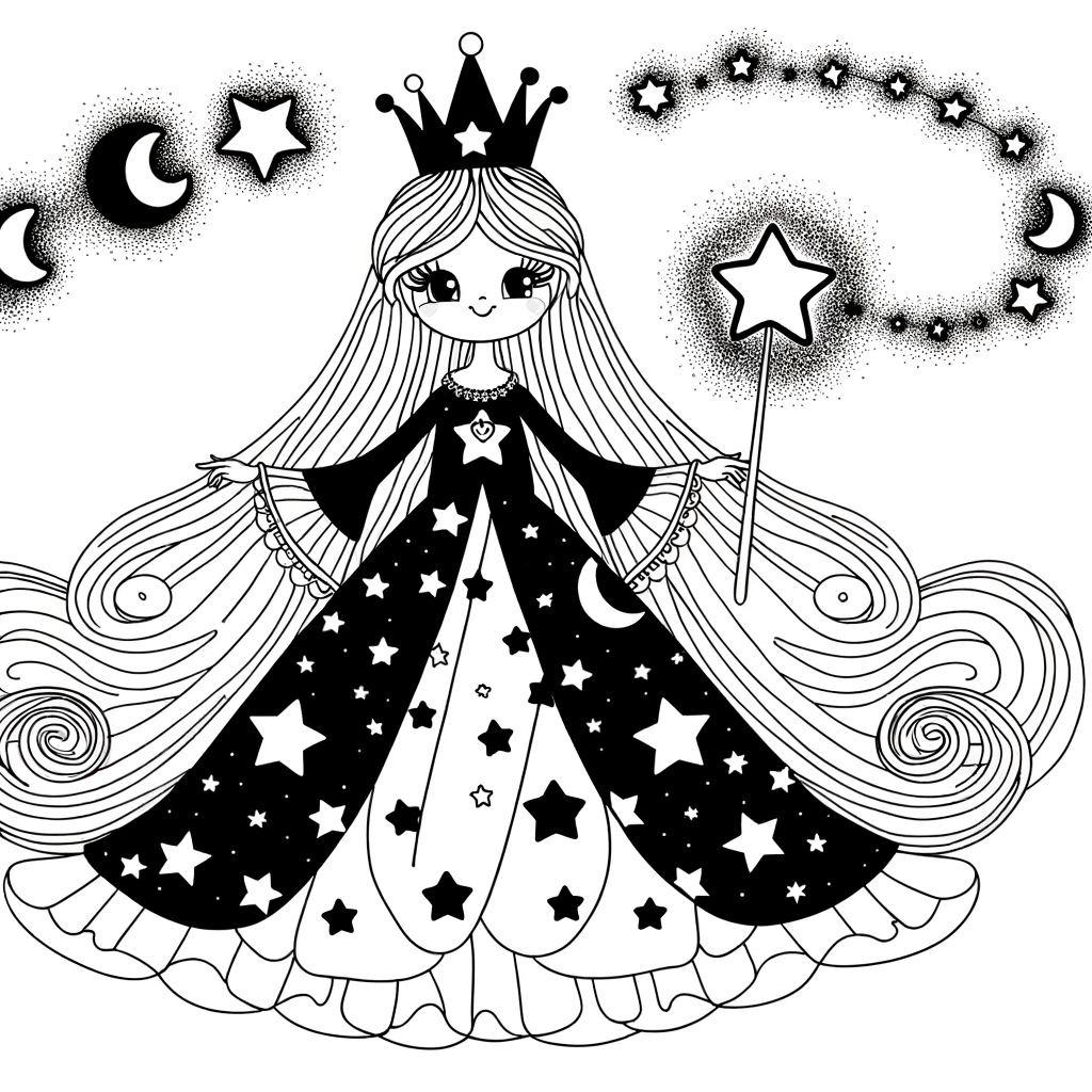 Coloriage Coloriage Princesse Etoile gratuit à imprimer