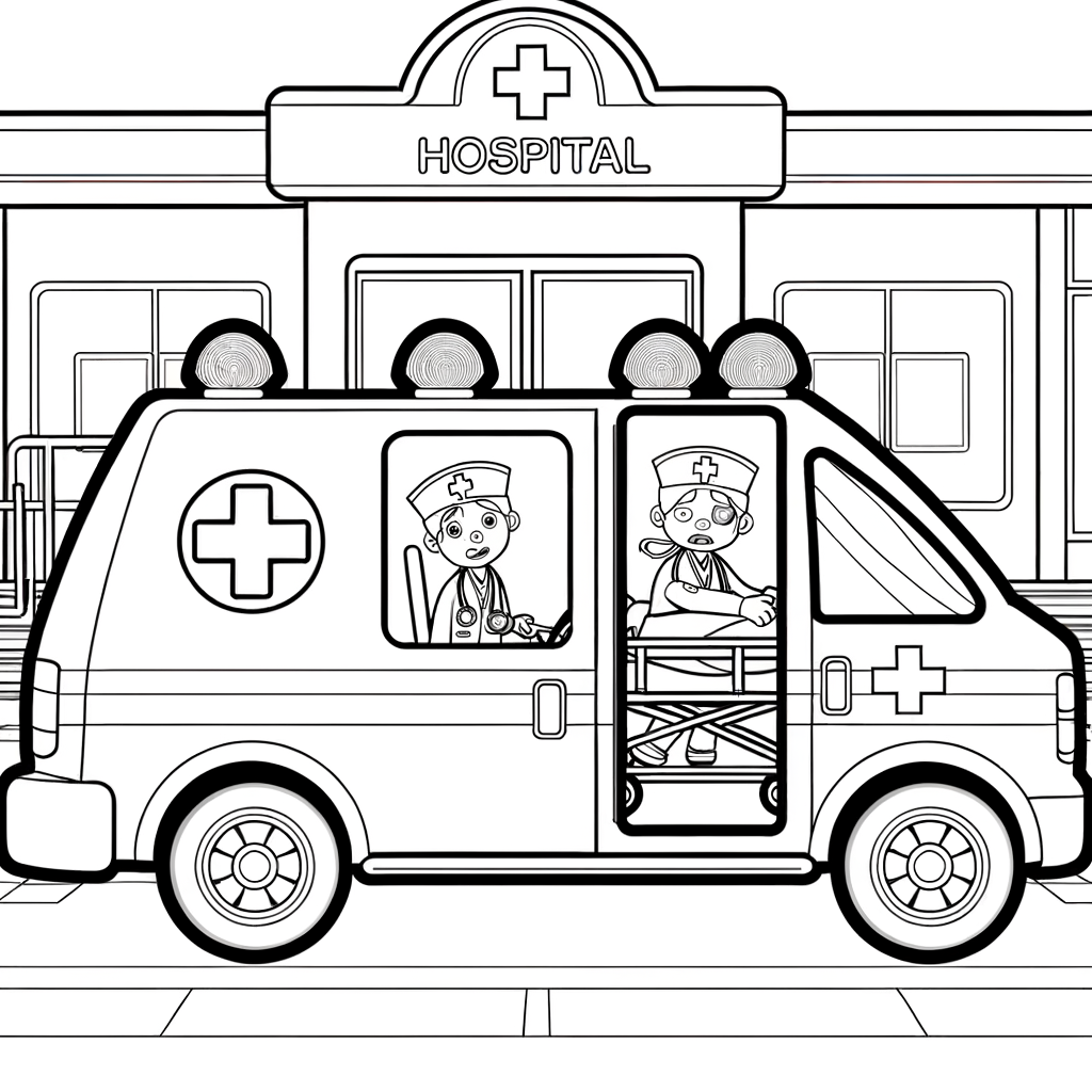 Coloriage Coloriage Ambulance gratuit à imprimer