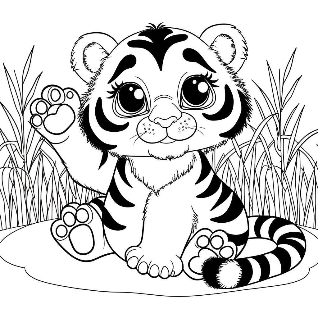 Coloriage Coloriage Tigre Rayé gratuit à imprimer
